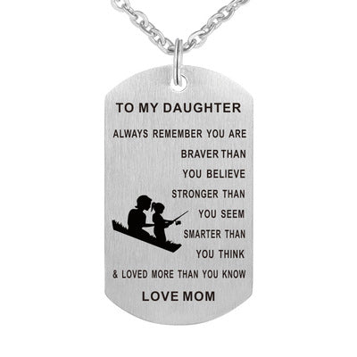 Mère et fille collier en acier inoxydable carte armée
