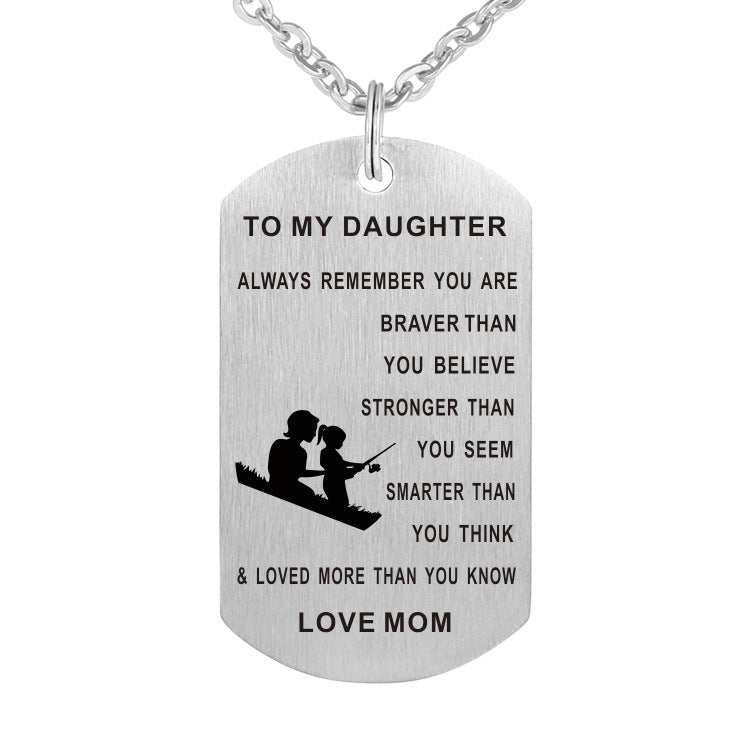 Mère et fille collier en acier inoxydable carte armée