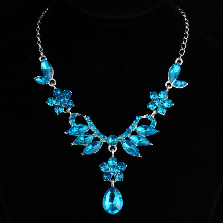Commerce extérieur explosion mariée alliage de diamants collier boucles d'oreilles ensemble bijoux de mariage et jewe