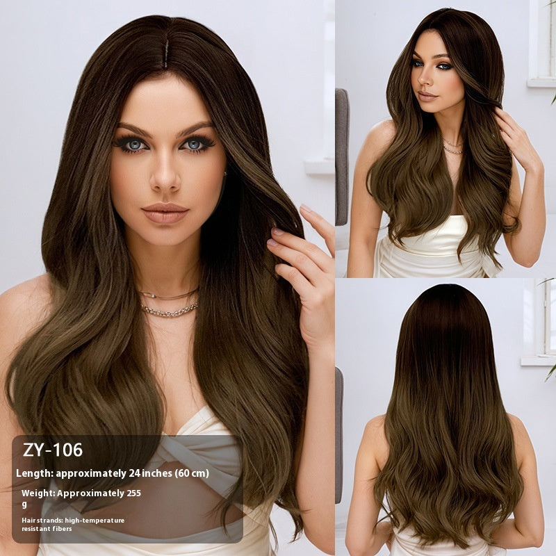 Wig Simulation Hairline Women's Team Anchor 60cm Micro-volume Long Headgear