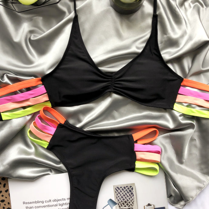Sexy multi-couleur Patchwork Bikini maillot de bain