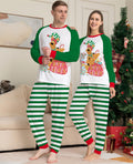 Green Cartoon Striped Long Sleeves Festival Vêtements de maison Pajamas
