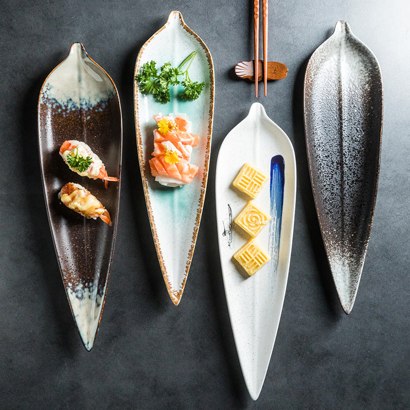 Feuille longue en forme de plaque de céramique Sushi Créativité