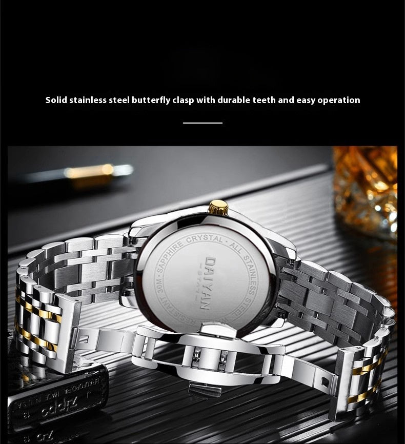 Stainless Steel with Dual Calendar Quartz Waterproof Watch