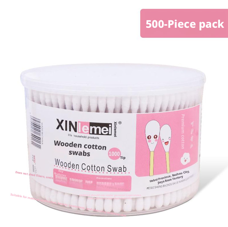 Bâton double-boutique en coton blanc-bambou + coton absorbant-500 pièces- 1