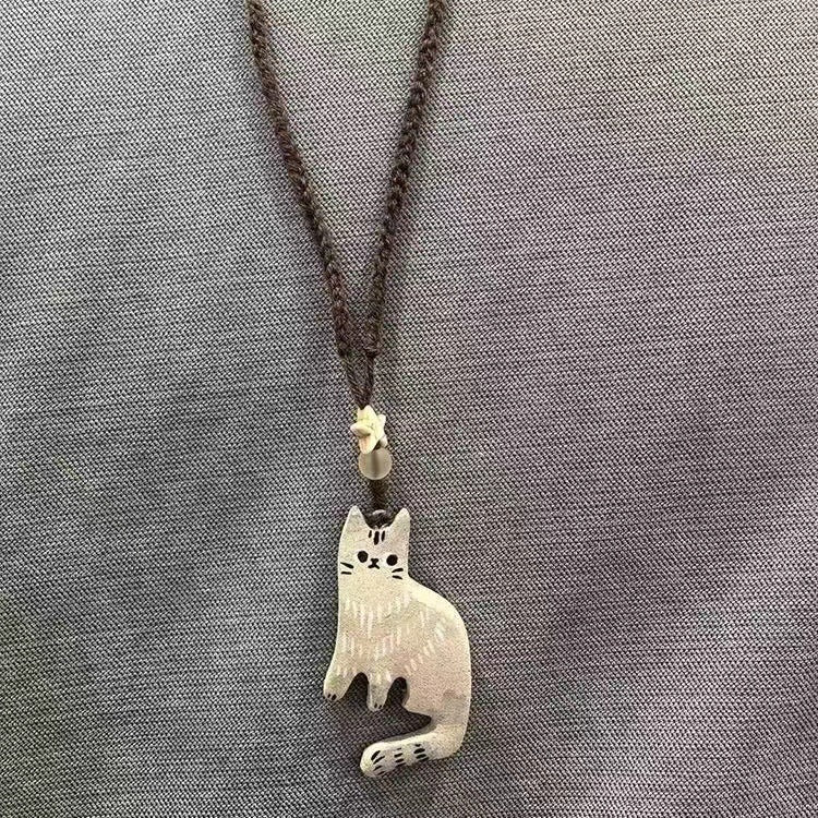 Retro Beige Kitten Collier tressé Femmes