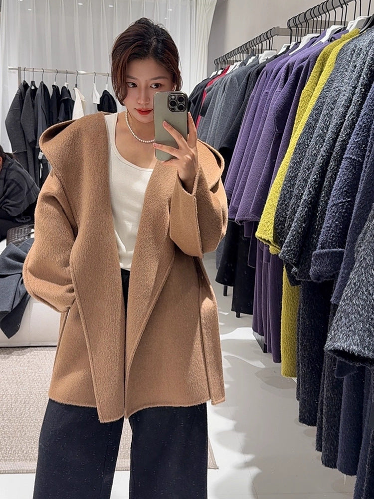 Femme Laine sophistiquée Coat double face