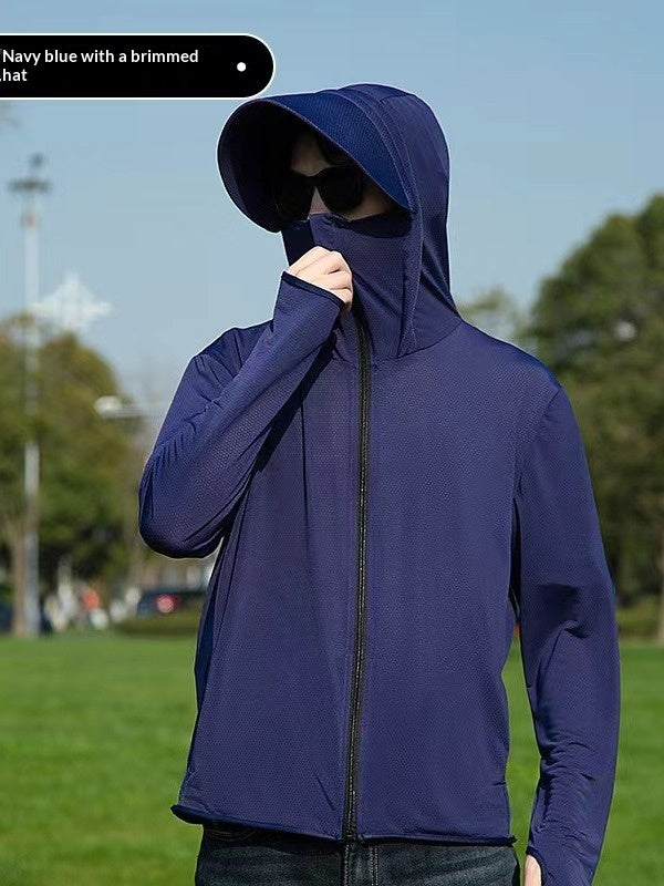 Ice Silk Sun Protective Top Mens Veste avec une preuve UV brim et respirant