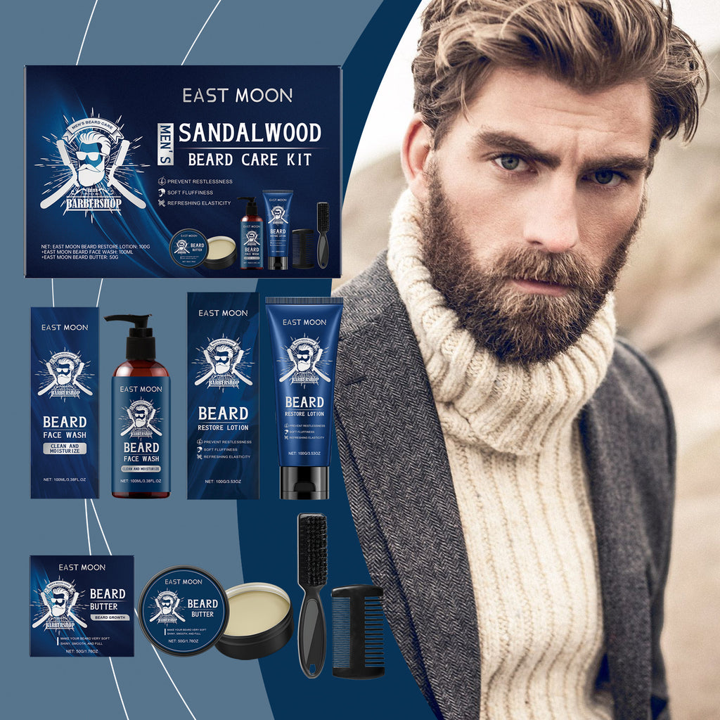 Ensemble de soins de la barbe en sandale pour hommes de la Lune Est