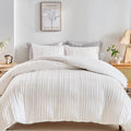Couverture de couette blanc à rayures tufted en polaire Accueil Textile Literie Ensemble à trois pièces