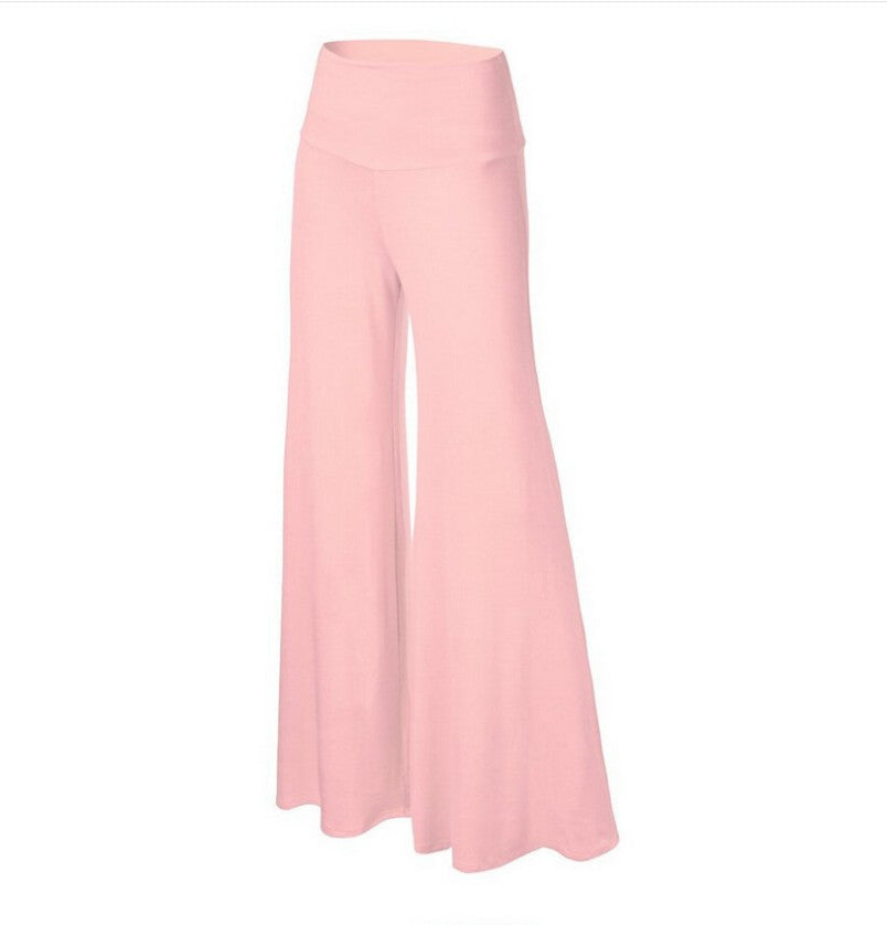 Pantoufles en soie de glace drapées à large leg Plus taille Yoga Long Pantalons Fitness Style