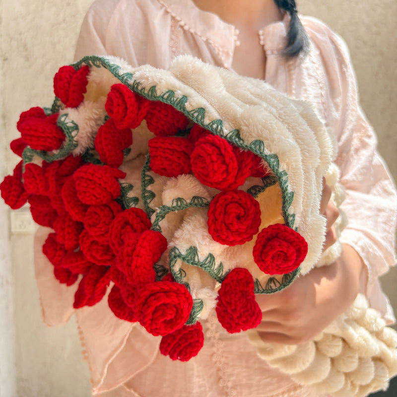 Thickened Rabbit-fleece Canapé lancer avec un motif de Bouquet Rose
