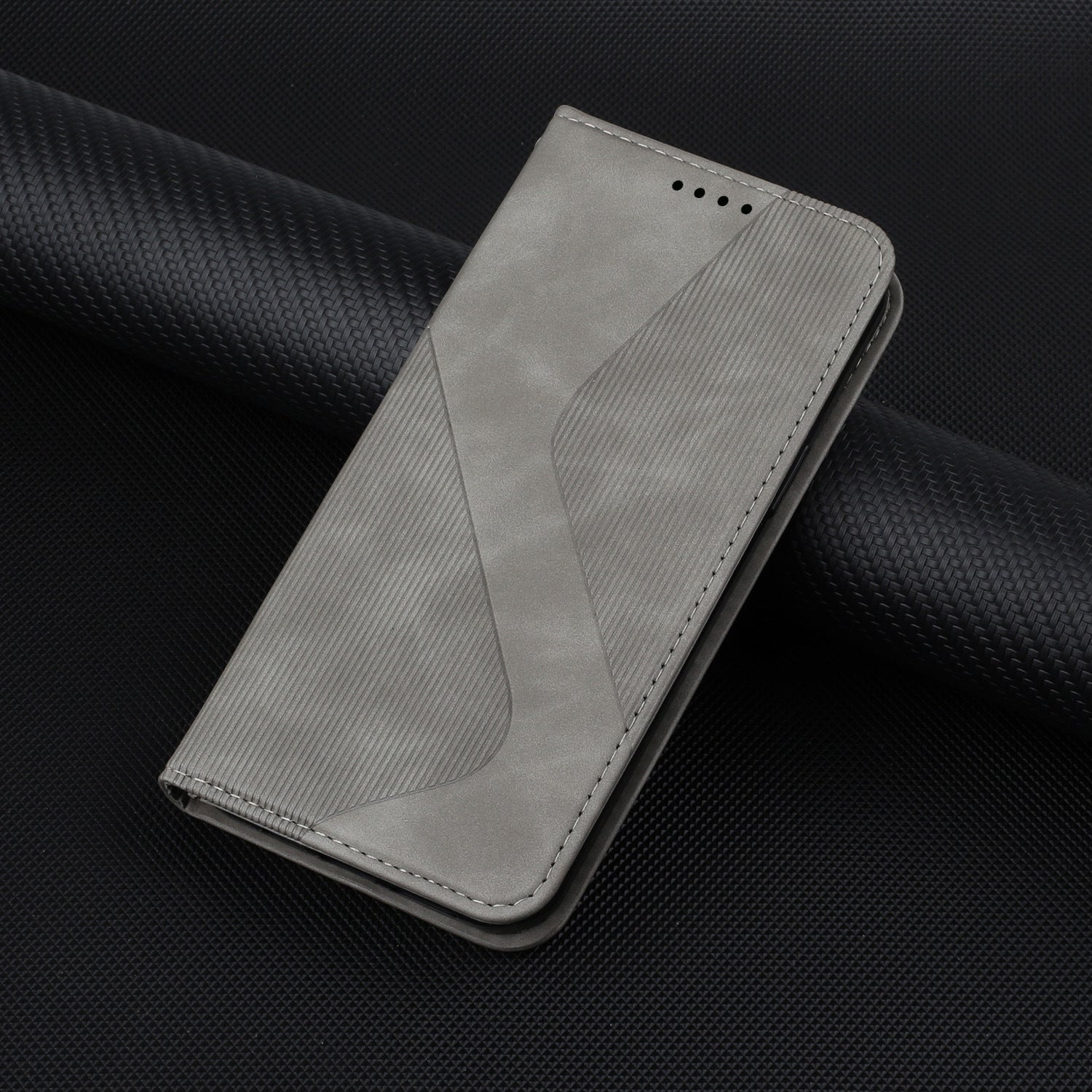 Étui en cuir pour téléphone portable à trois emplacements à aspiration magnétique forte