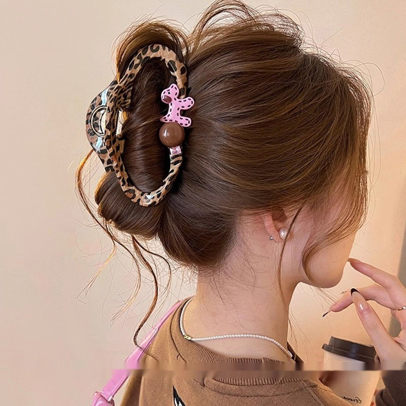 Leopard-Imprimer Clip à cheveux en nuage pour femmes de style haut de gamme