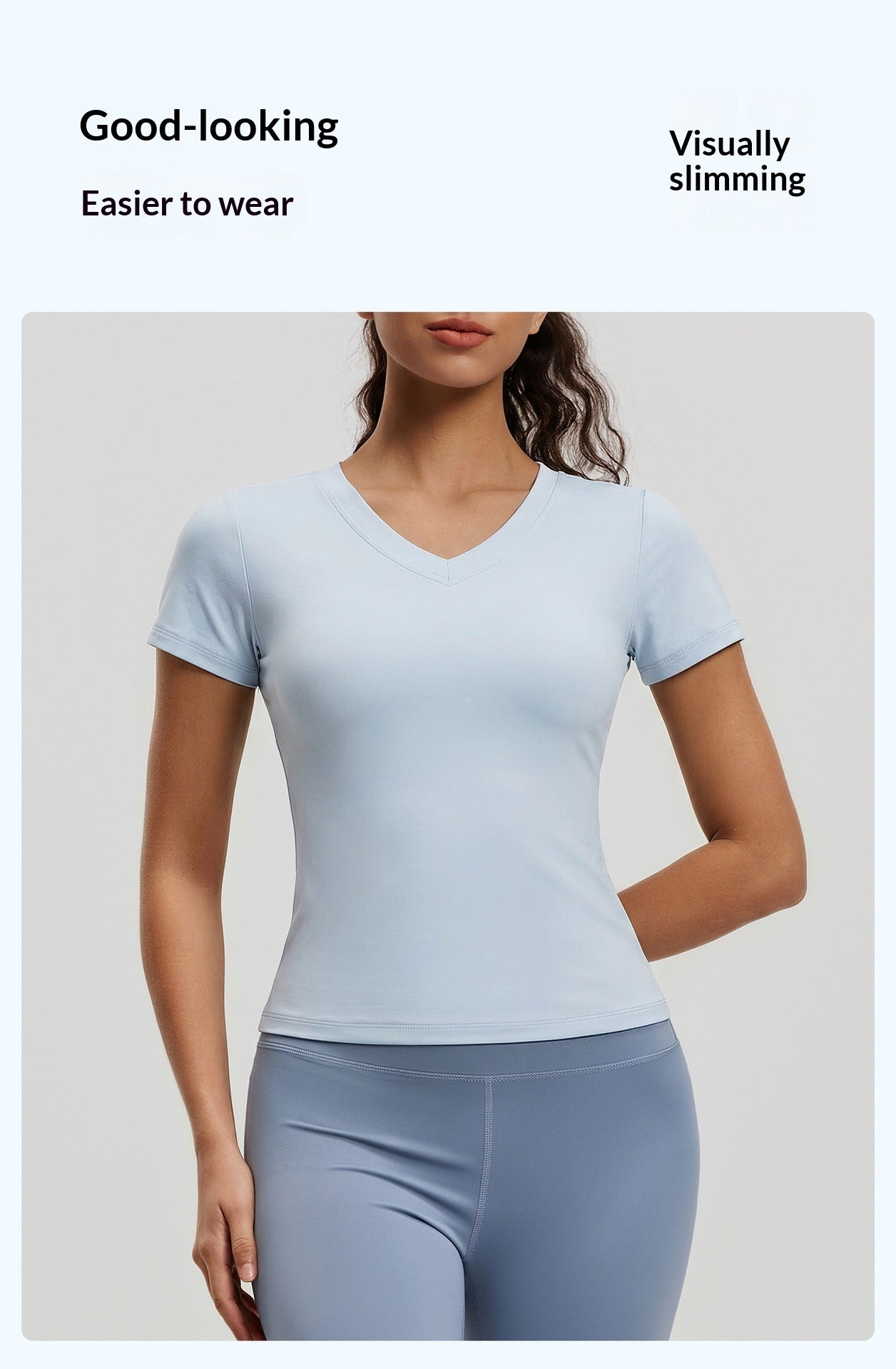 Peach Basic V-neck Sleeve Sports Top