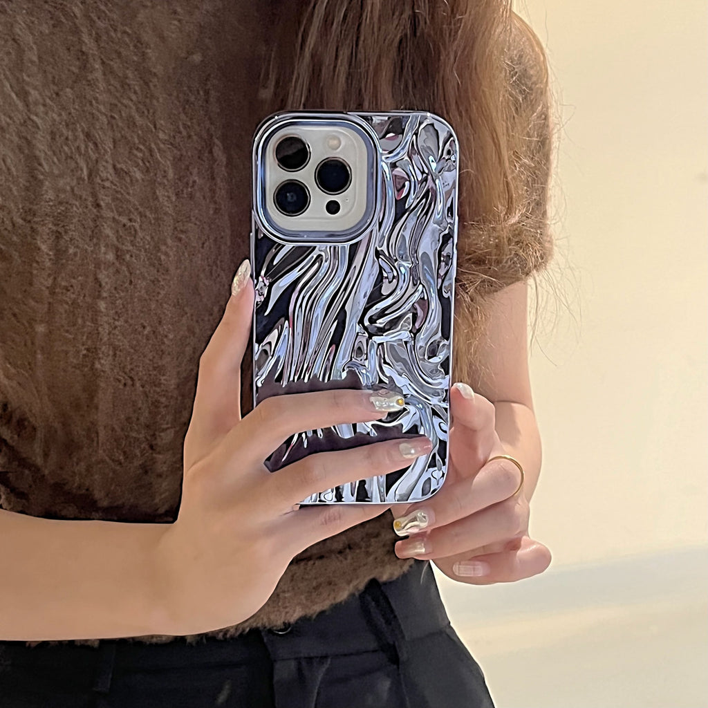 Étui de téléphone souple à motif plissé en trois dimensions