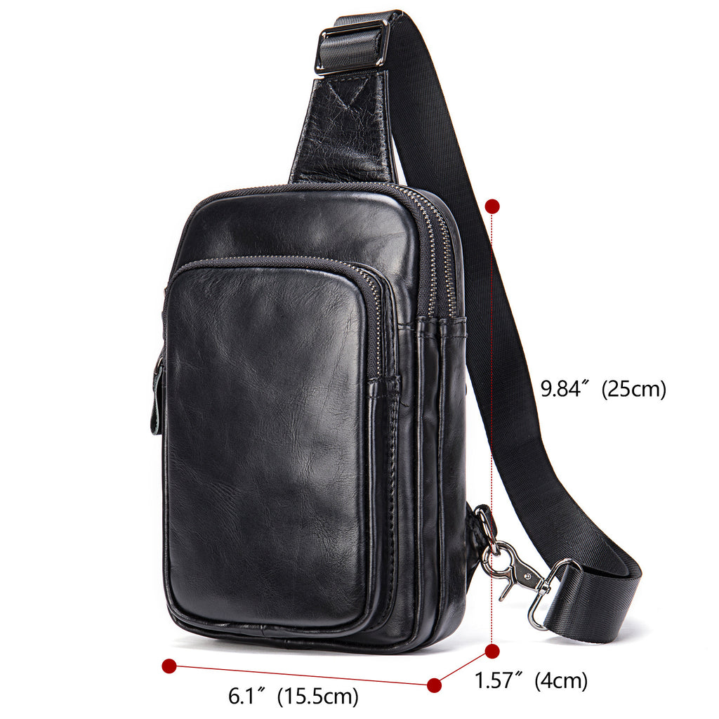 Sac de poitrine en cuir véritable pour homme