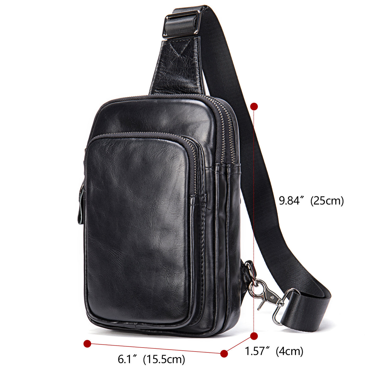 Sac de poitrine en cuir véritable pour homme