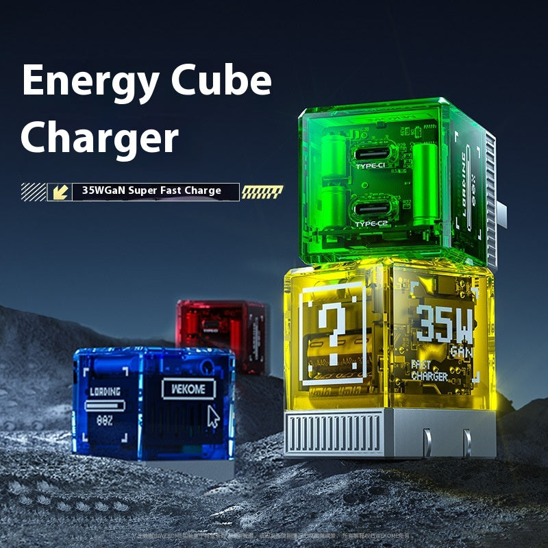 WK Double C Gallium Nitride Charge Plug Transparent Cube