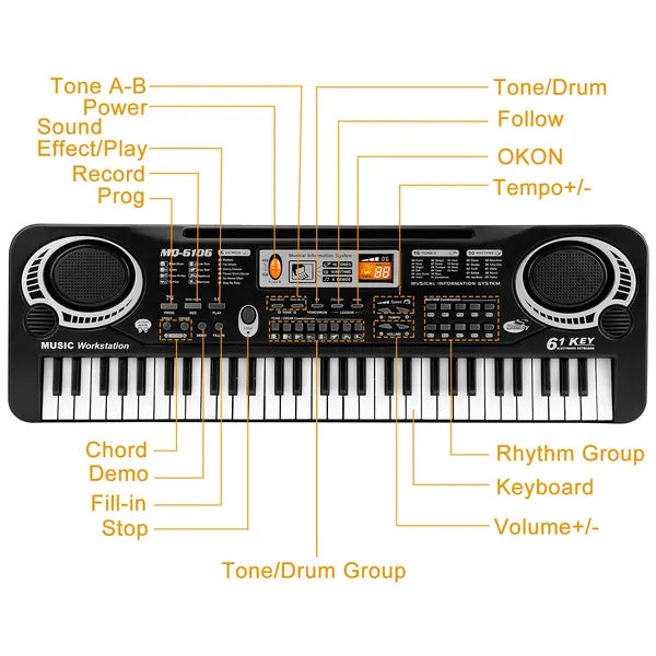 61 Clés Musique numérique Clavier électronique Piano électrique Instrument musical Enfants Apprentissage