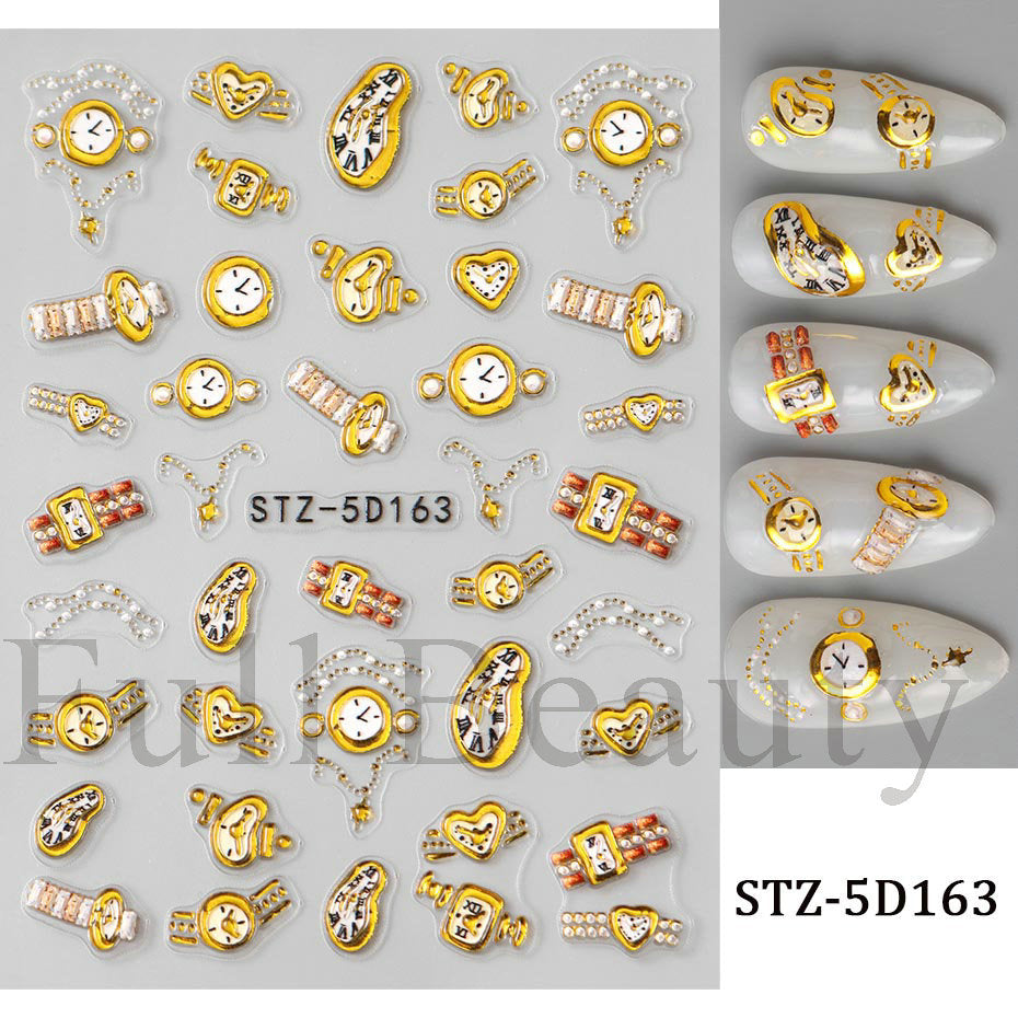 Stickers ongles adhésifs 3D embossé style ins