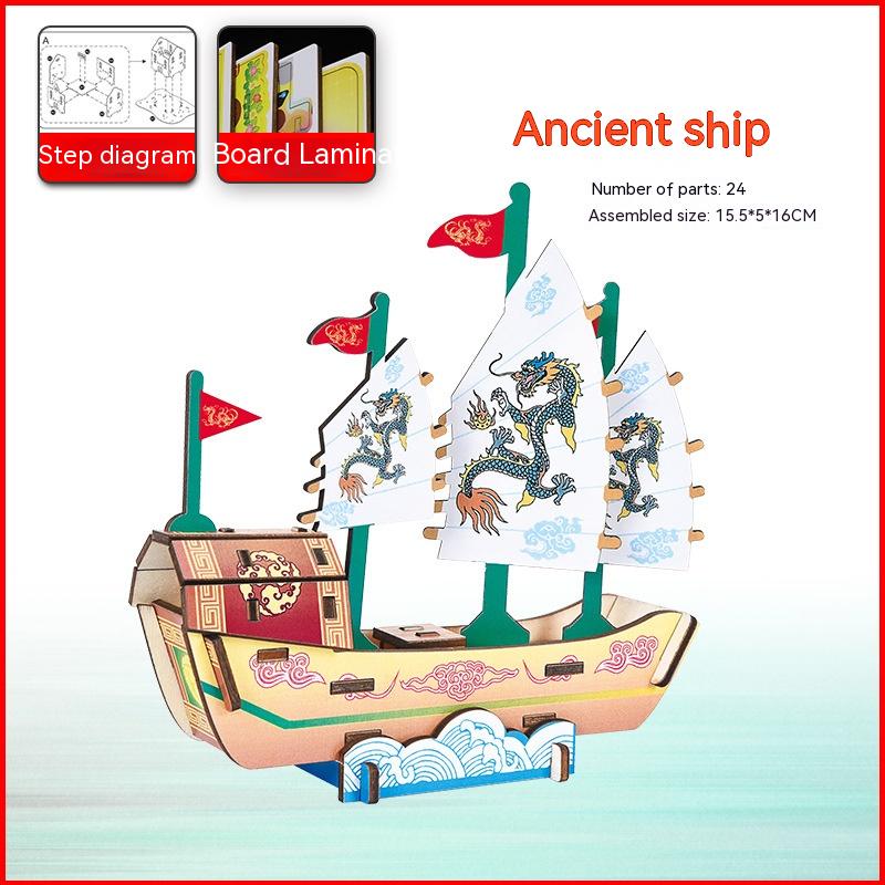 Jouets décoratifs du modèle en bois Pirate Ship assemblé
