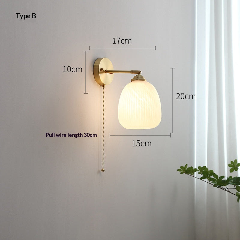 Lampe murale de couleur cuivre nordique style japonais Fond artistique mural lumière décorative