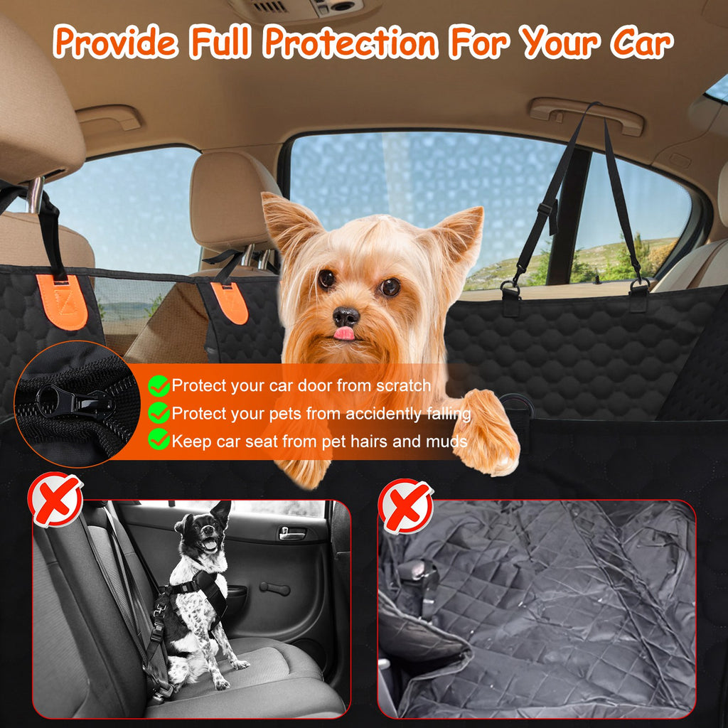 Housse de siège arrière pour voiture de chien avec fermeture à glissière Mesh Sacs de rangement étanche 600D Oxford