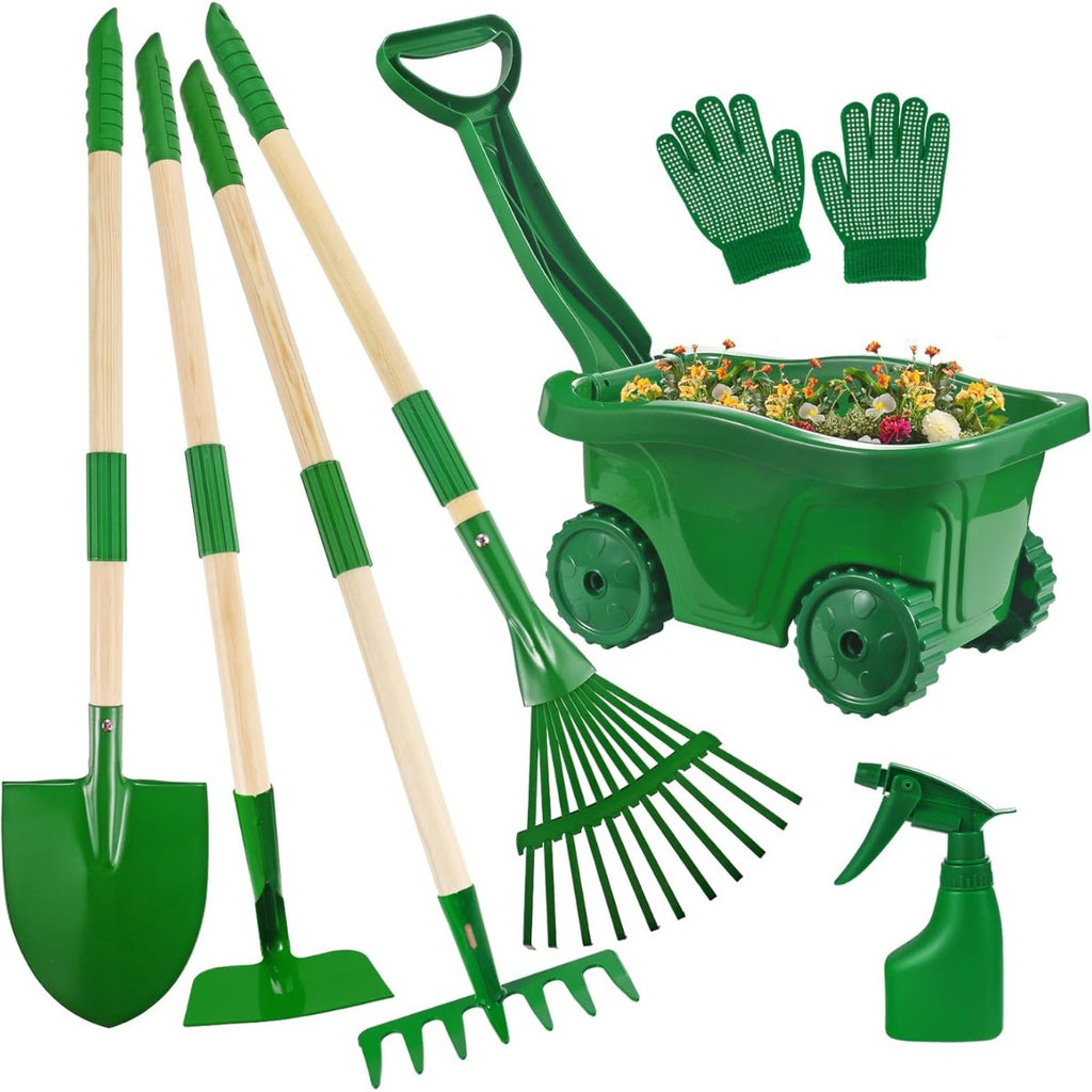 Ensemble d'outils de jardin vert 7 pièces