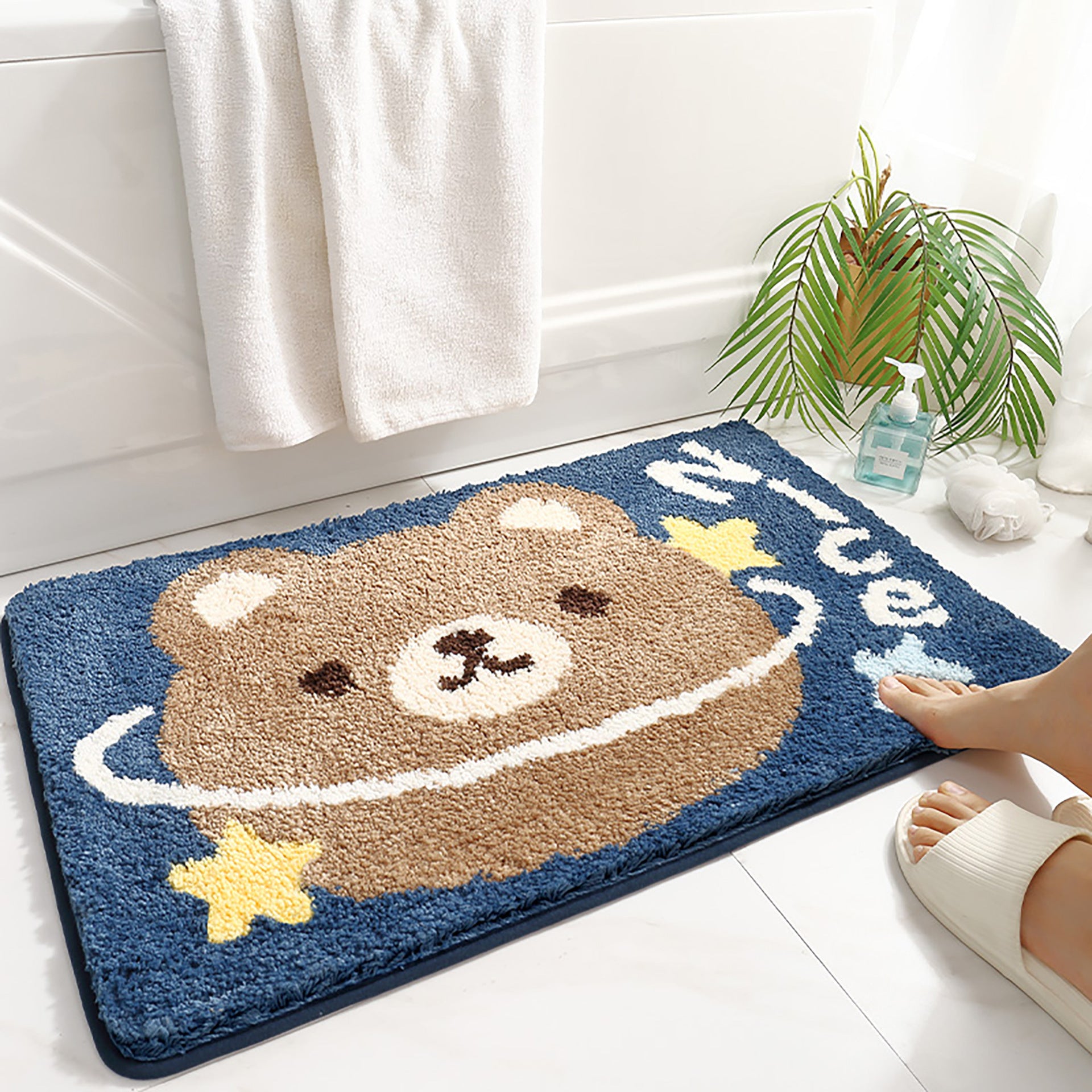 Flocked Home Doormat Salle de bain Rug Absorbent Mat antidérapant Chambre à pied Pad