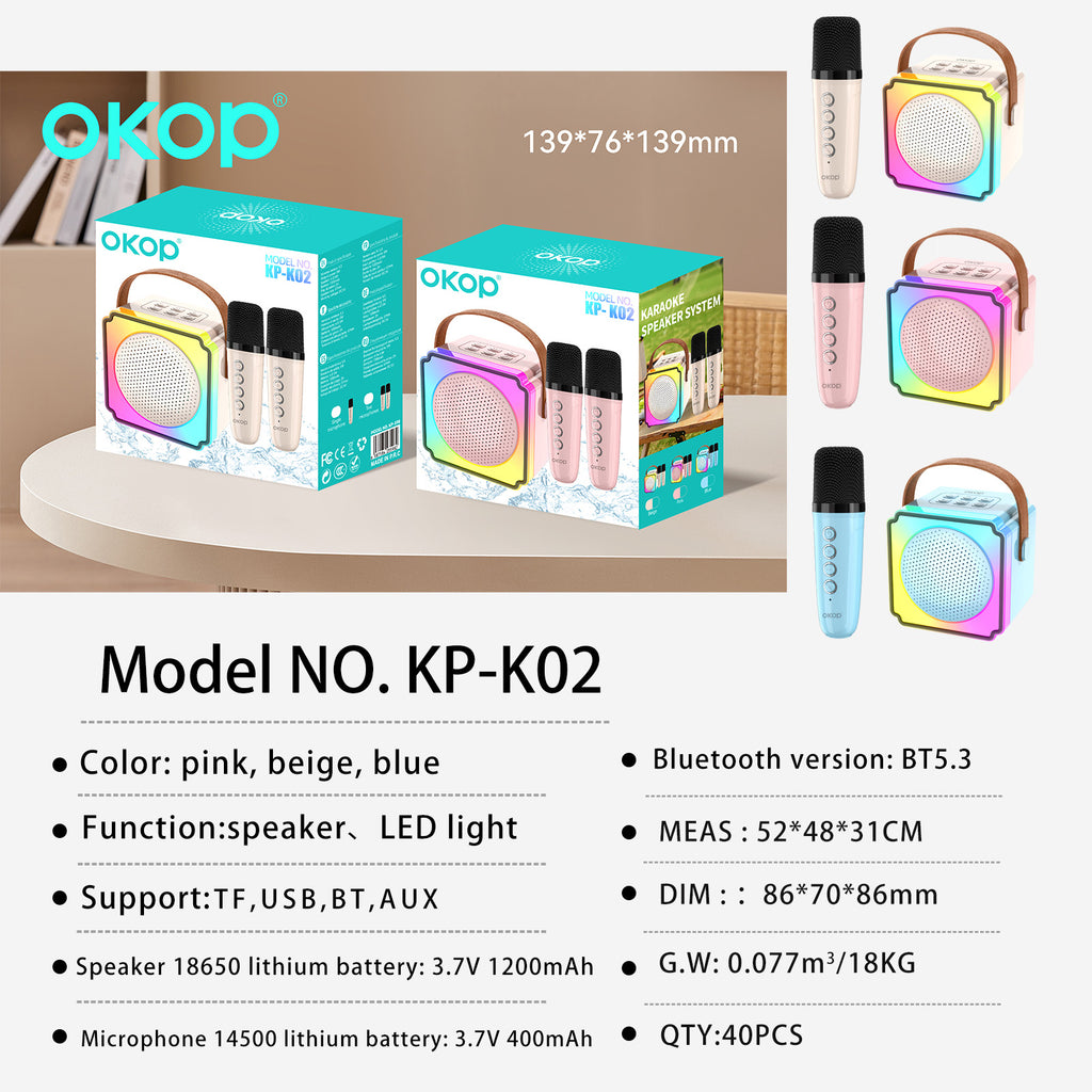 Haut-parleur Bluetooth portable KP-K02 le mieux vendu avec micro-phone Karaoke sans fil