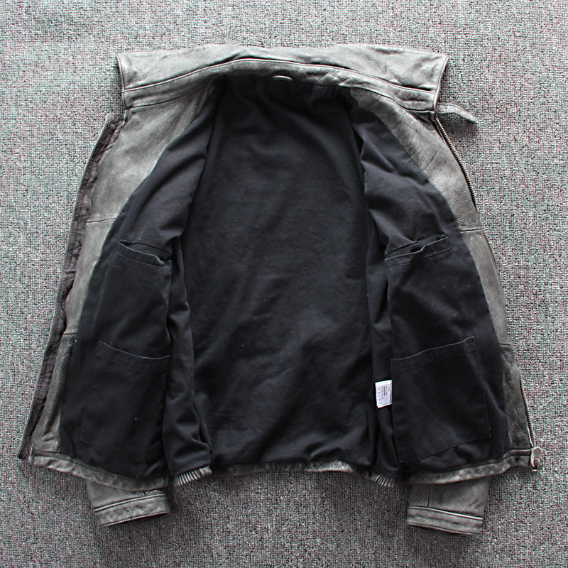 Chemise d'affaires pour hommes Vêtements de moto de poche Veste en cuir