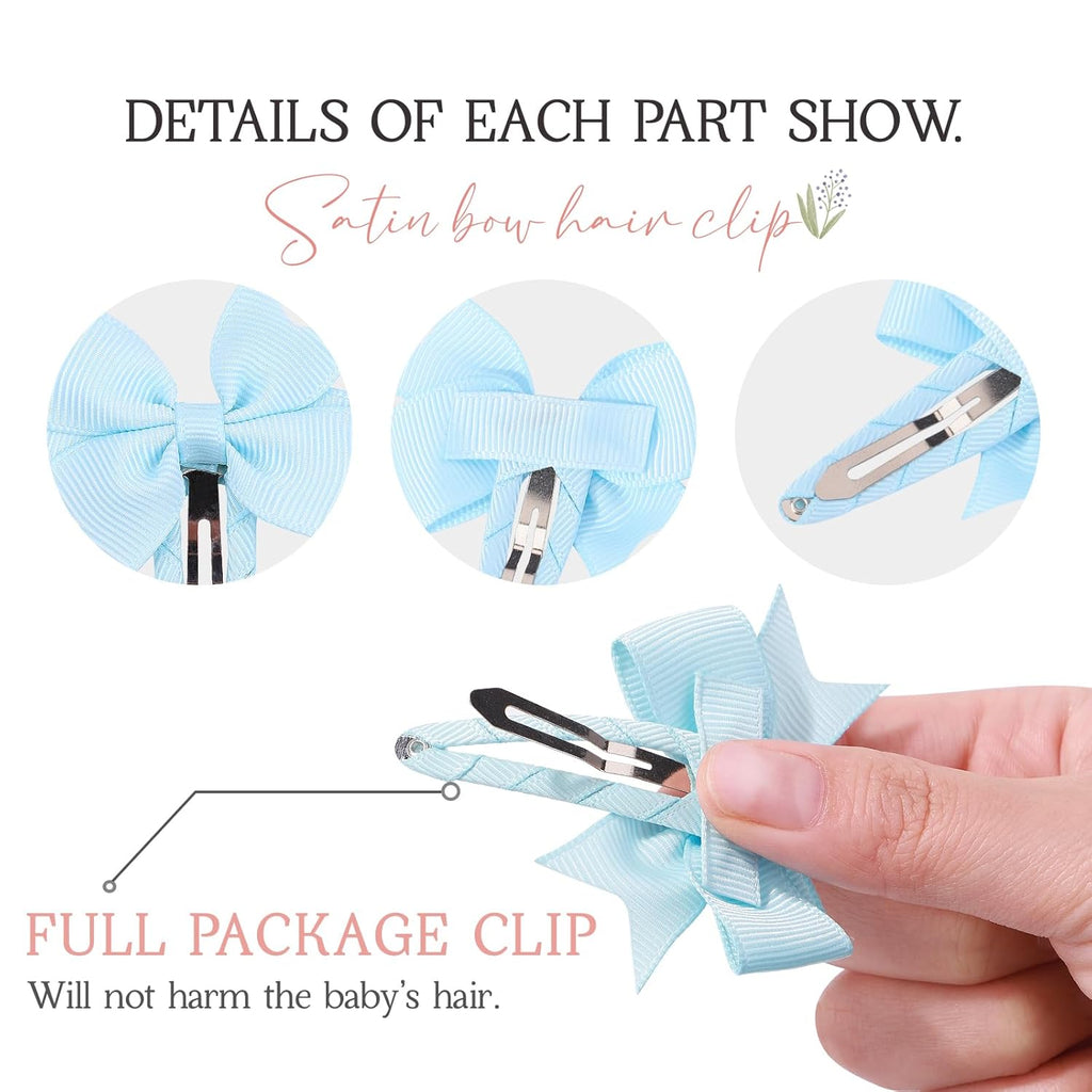 40PCS Snap bébé Bows clips pour les filles Grosgrain Ribbon Entièrement épaulé 2 pouces cheveux pour bébé