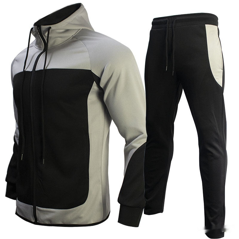 Mode homme Trendy Marque Contraste Couleur Sweatshirt Pantalons Ensemble deux pièces