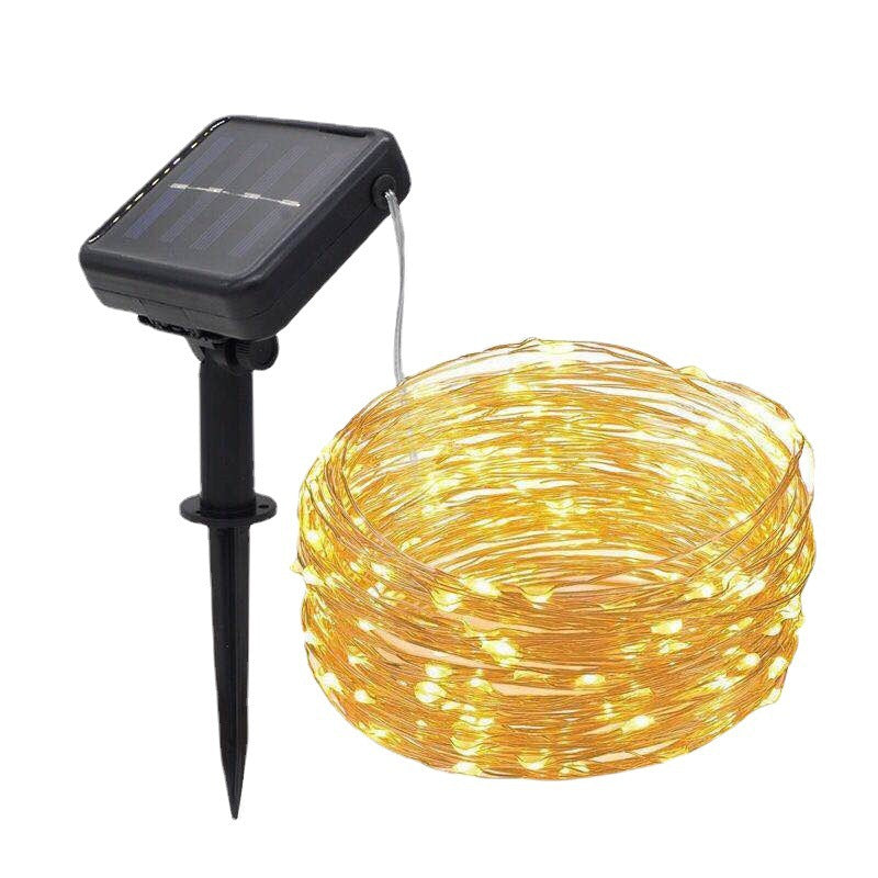 LED solaire en cuivre fil lampe Huit fonction chaîne de lumière