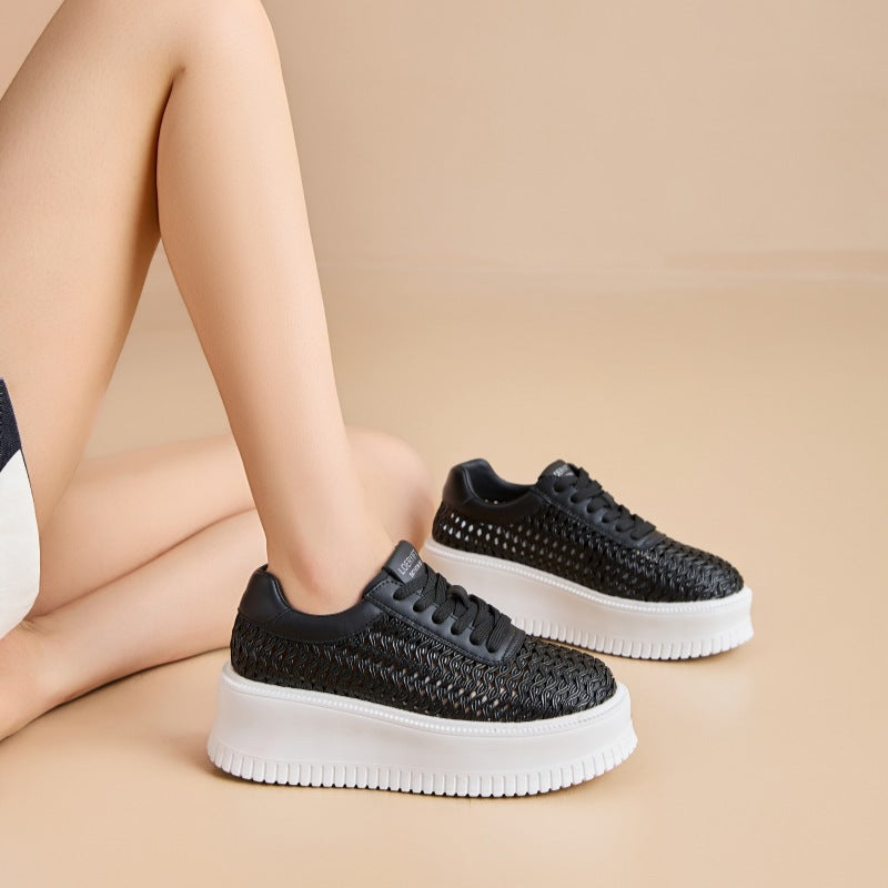 Femmes Mode Casual Chaussures à manches creuses avec des semelles épaisses