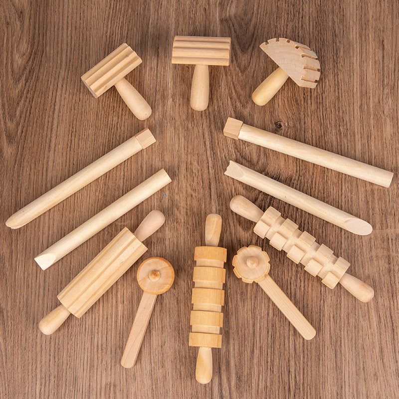 Ensemble de jouets de joint de rouleau d'épingle à rouleaux en bois massif