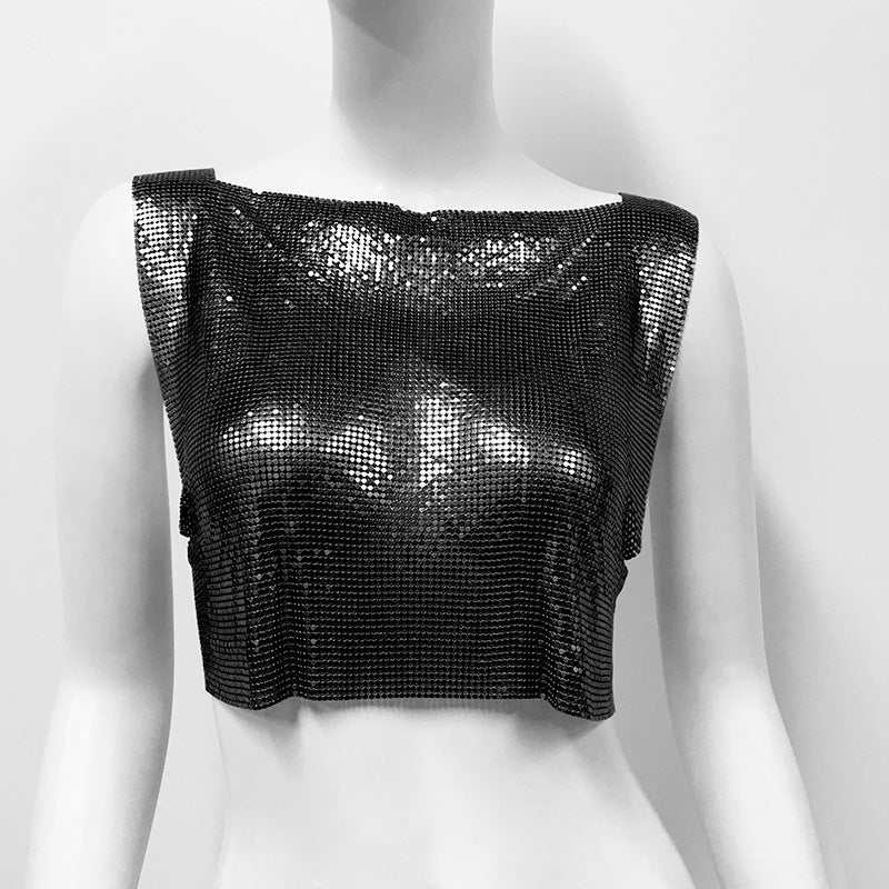 Les paillettes en métal pour femmes Top Veste de style doux et épicé