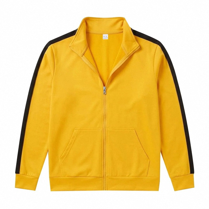 Hommes Relaxed-fit Sporty Minimalist Zip-up Stand-collar Veste