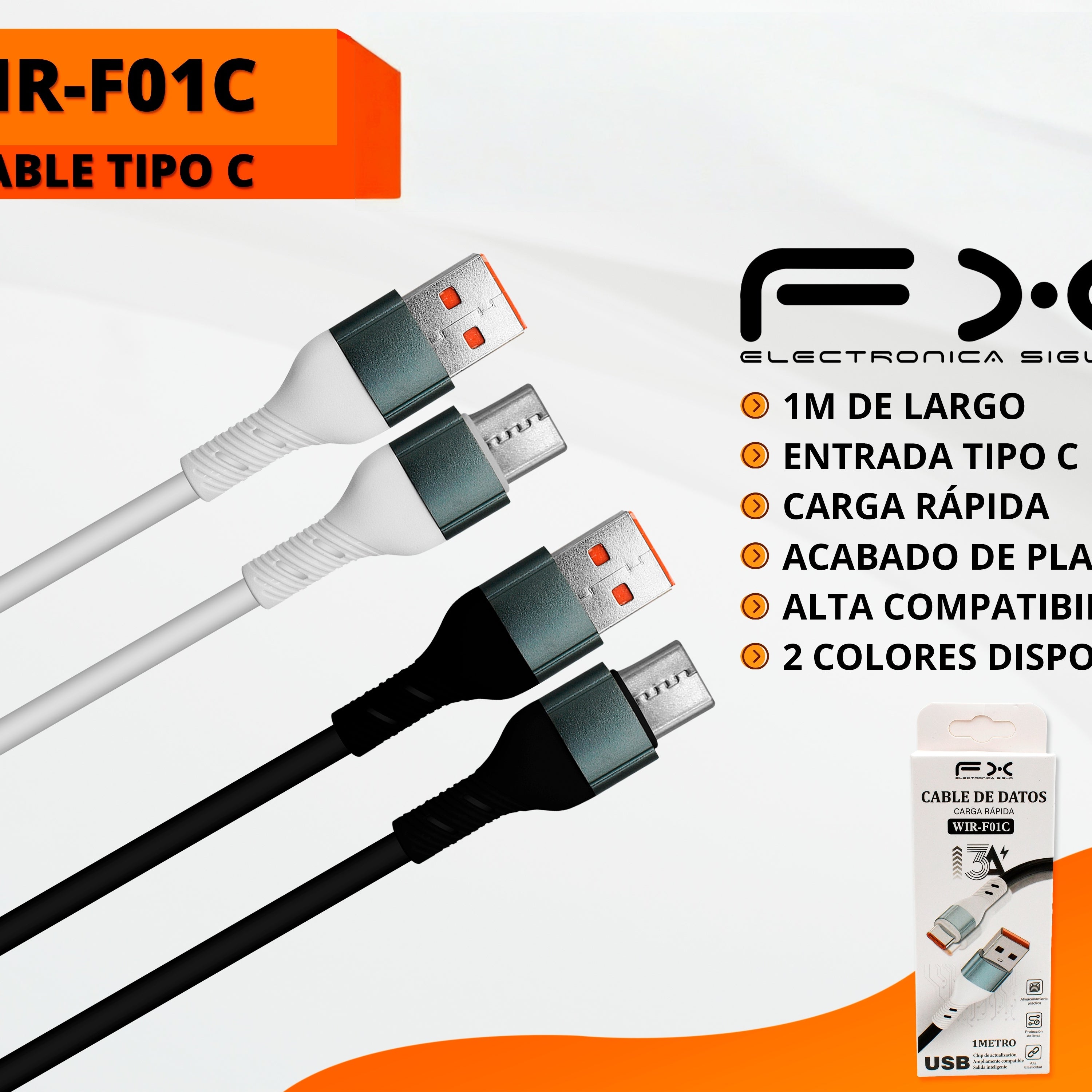 Type-c Câble de charge de données noir 1m Câble de charge rapide