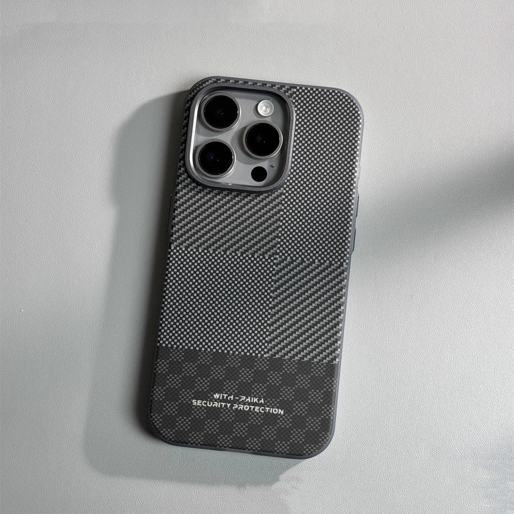 Couverture de protection anti-dérapante pour téléphone portable en fibre de carbone