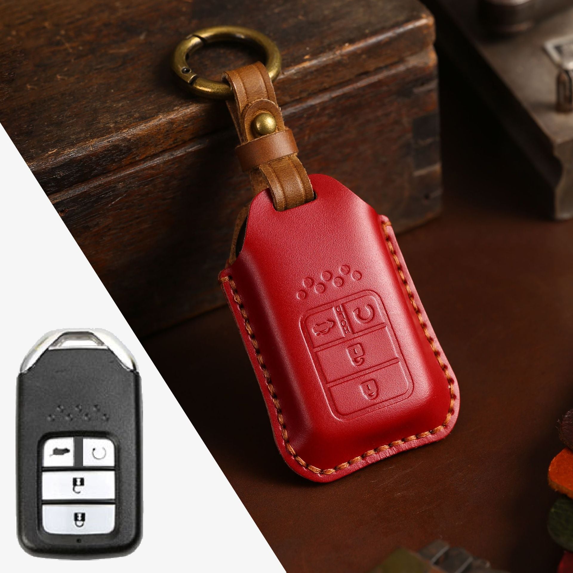 Coque de clé de voiture en cuir complet