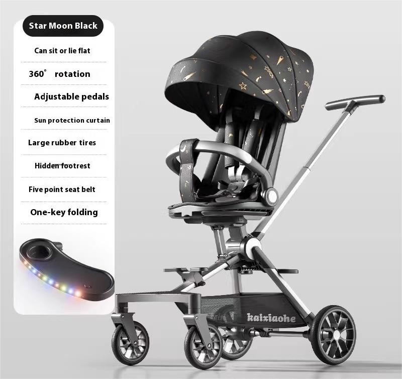 Enfants à quatre roues Bébés Trolley inclinable bidirectionnel pliant léger