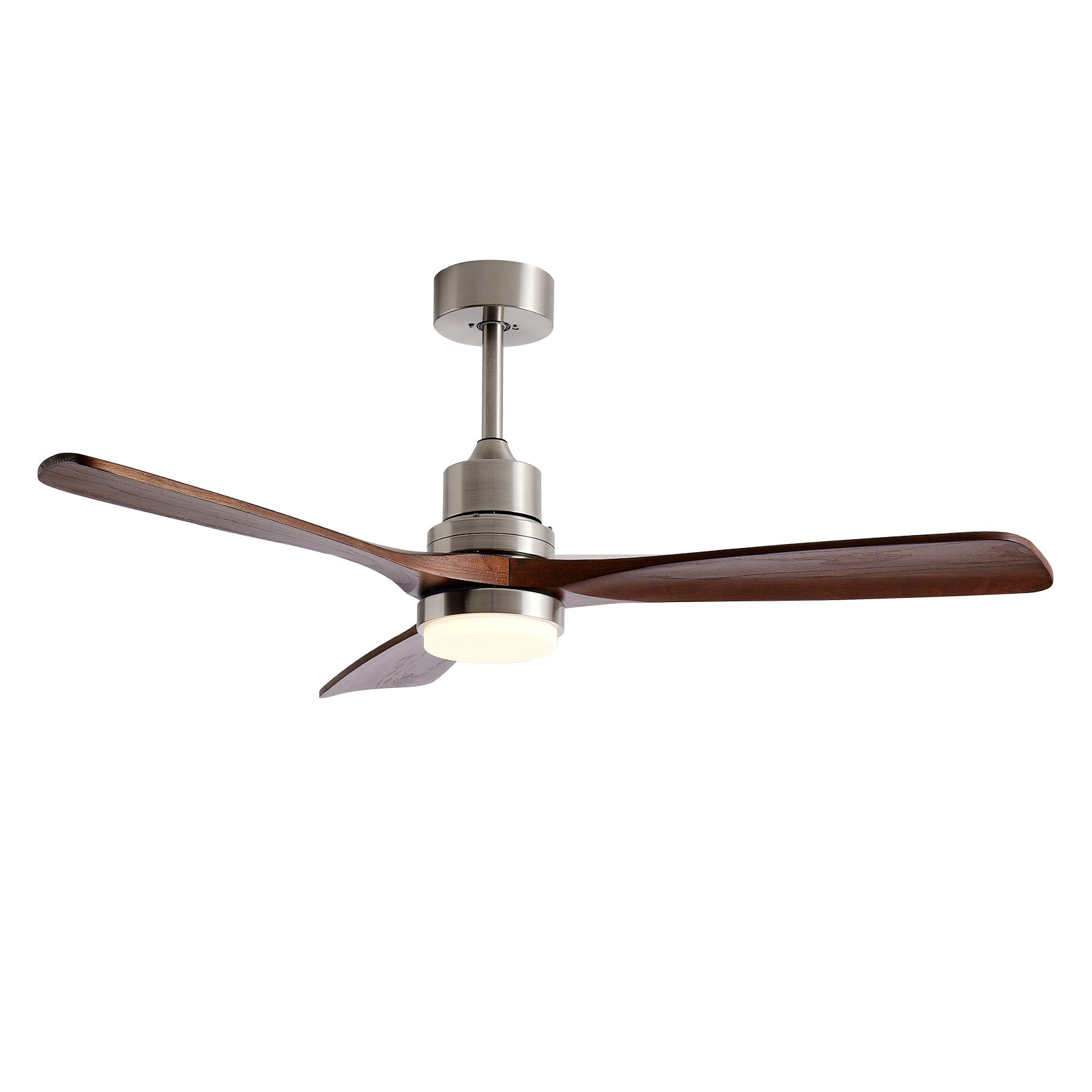 Ventilateurs de plafond en nickel brossé de 52 pouces avec lumières et télécommande