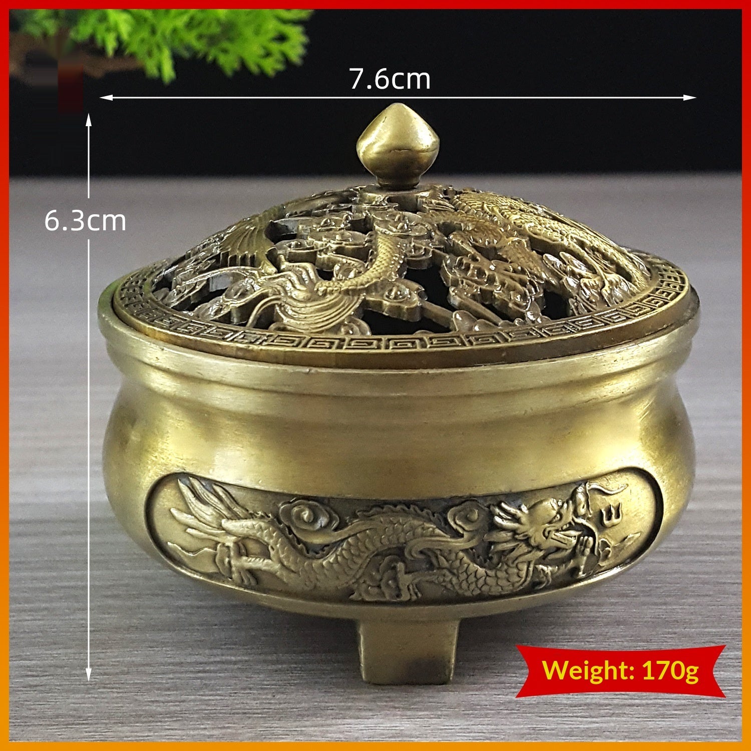 Brûleur d'encens d'inspiration zen Agarwood et Sandalwood avec dragon sculpté creux Et Phoenix