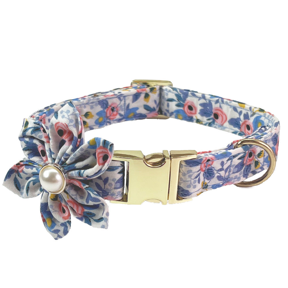 Collier de lettrage d'animal Collier en métal Floral Main tenant corde moyenne Grande laisse de chien