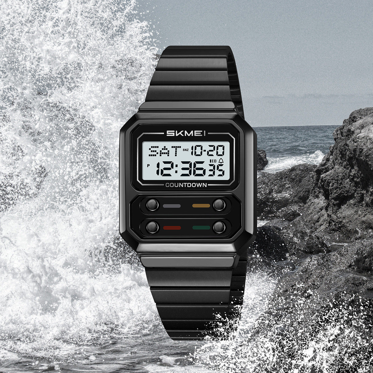 Montre numérique multifonctionnelle rétro homme