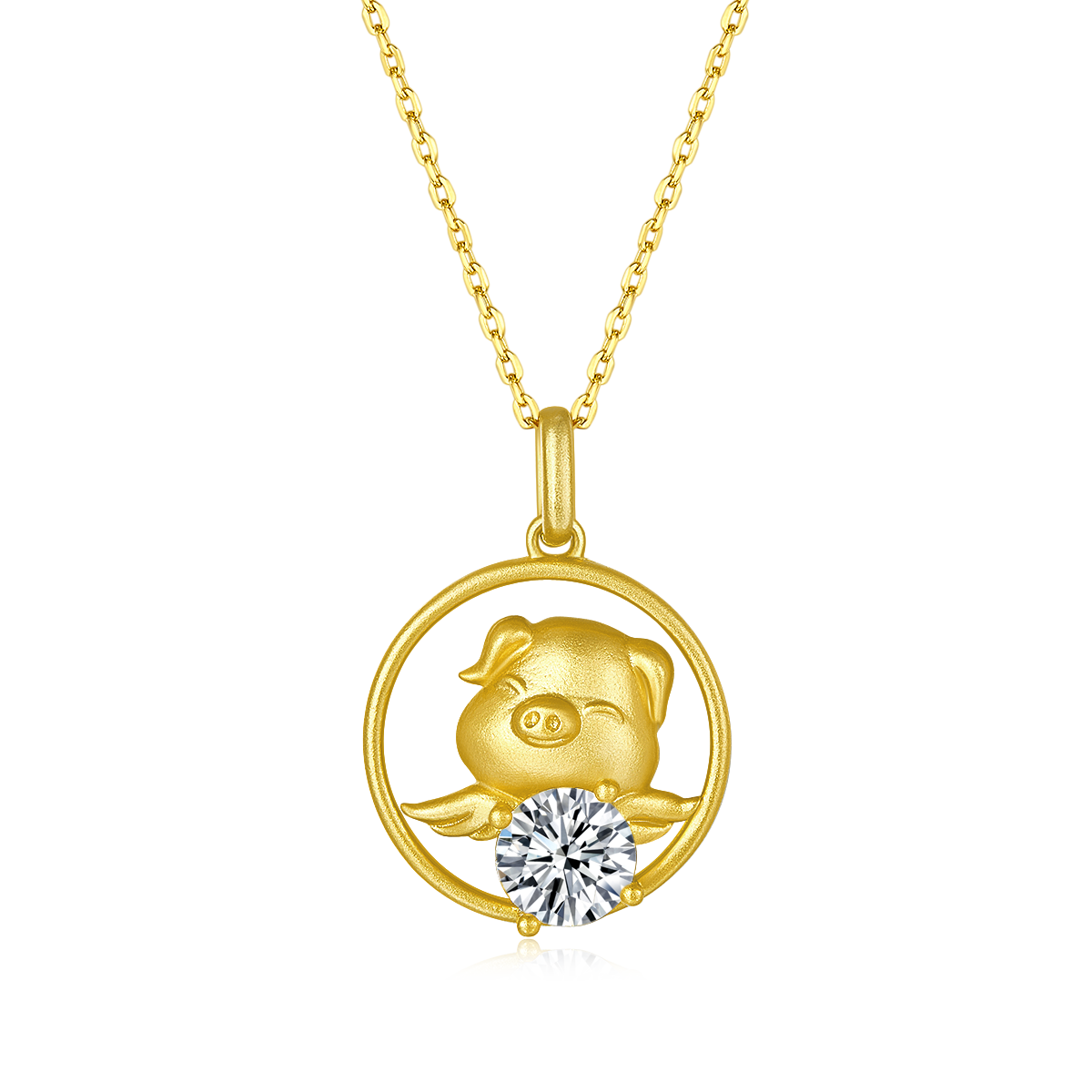 S925 Argent Sterling plaqué or 1ct Moissanite Chinese Zodiac Collier 5,2g GRA certifié