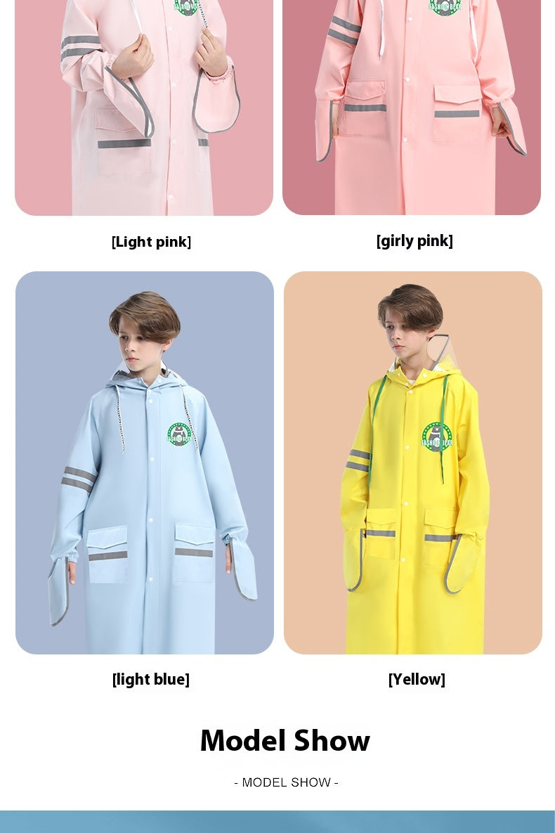 Enfants Raincoat Filles Garçons Élèves de l'école primaire Ceinture scolaire Sac scolaire Siège Moyen A