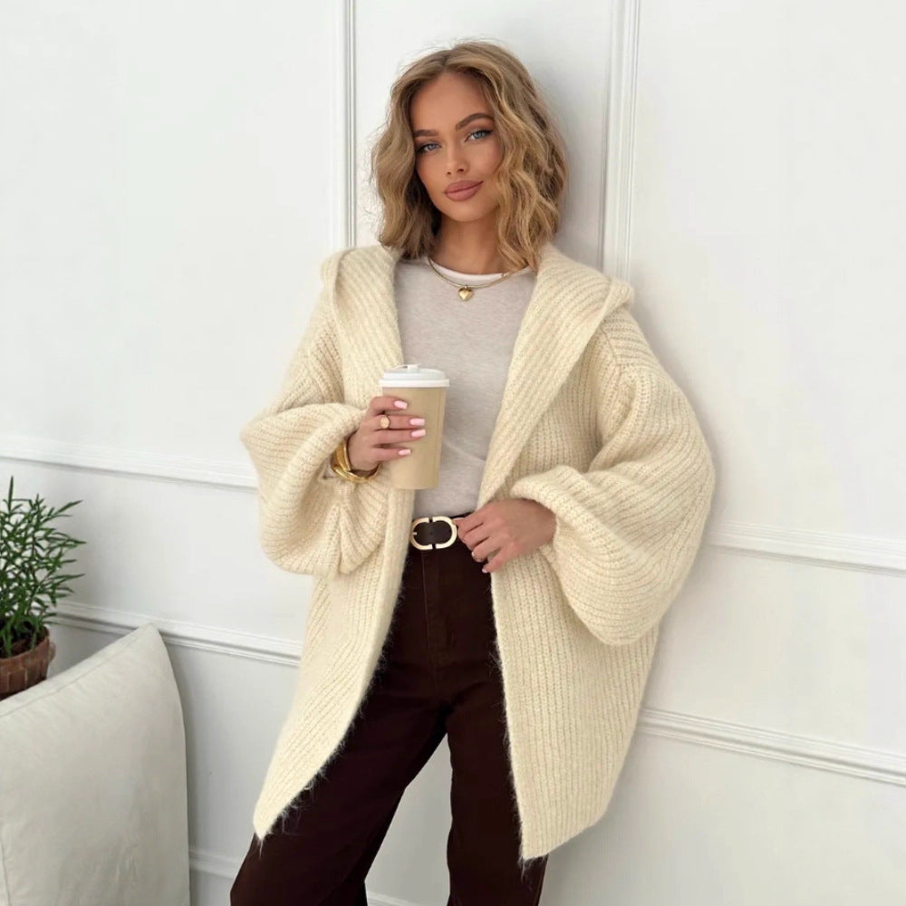 Chandail à capuchon long Chandail Cardigan épais